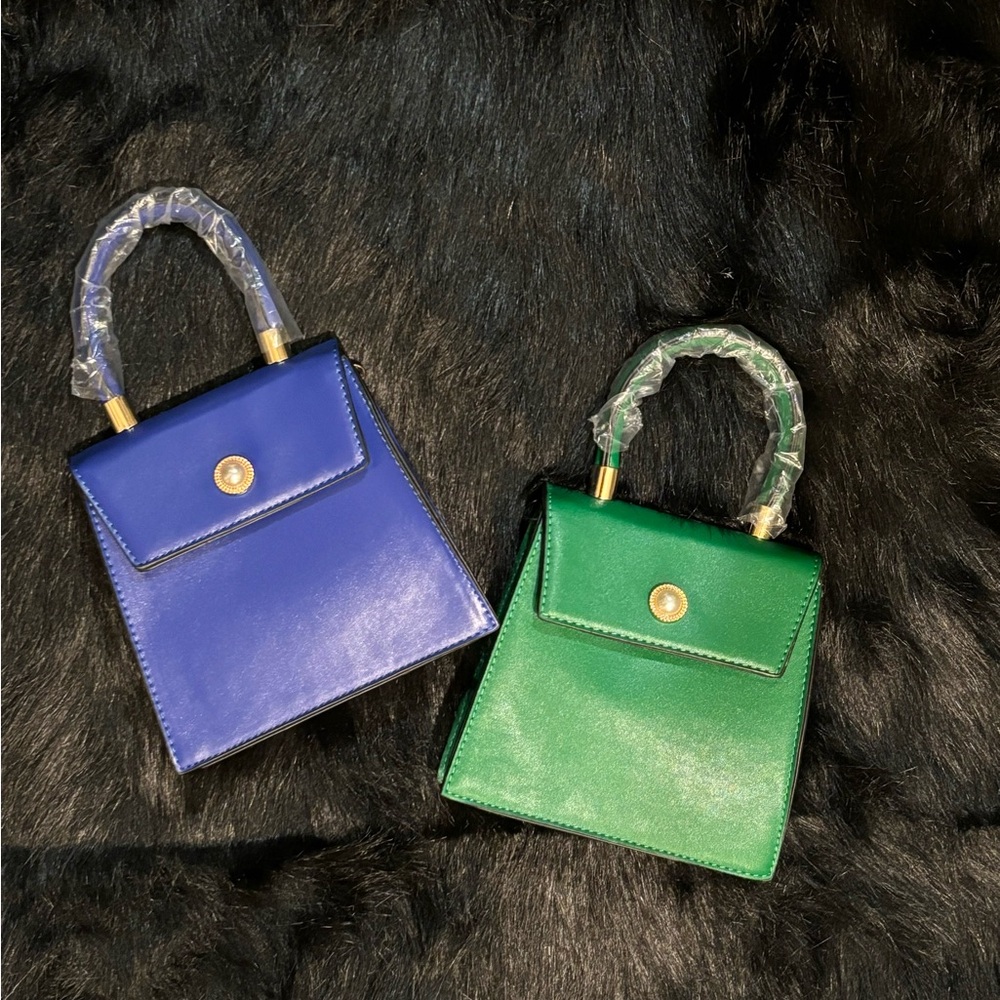 Elegant Blue and Green Handbag Set